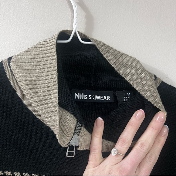 NILS Black and Cream Women's Turtleneck Sweater - Picture 3 of 3